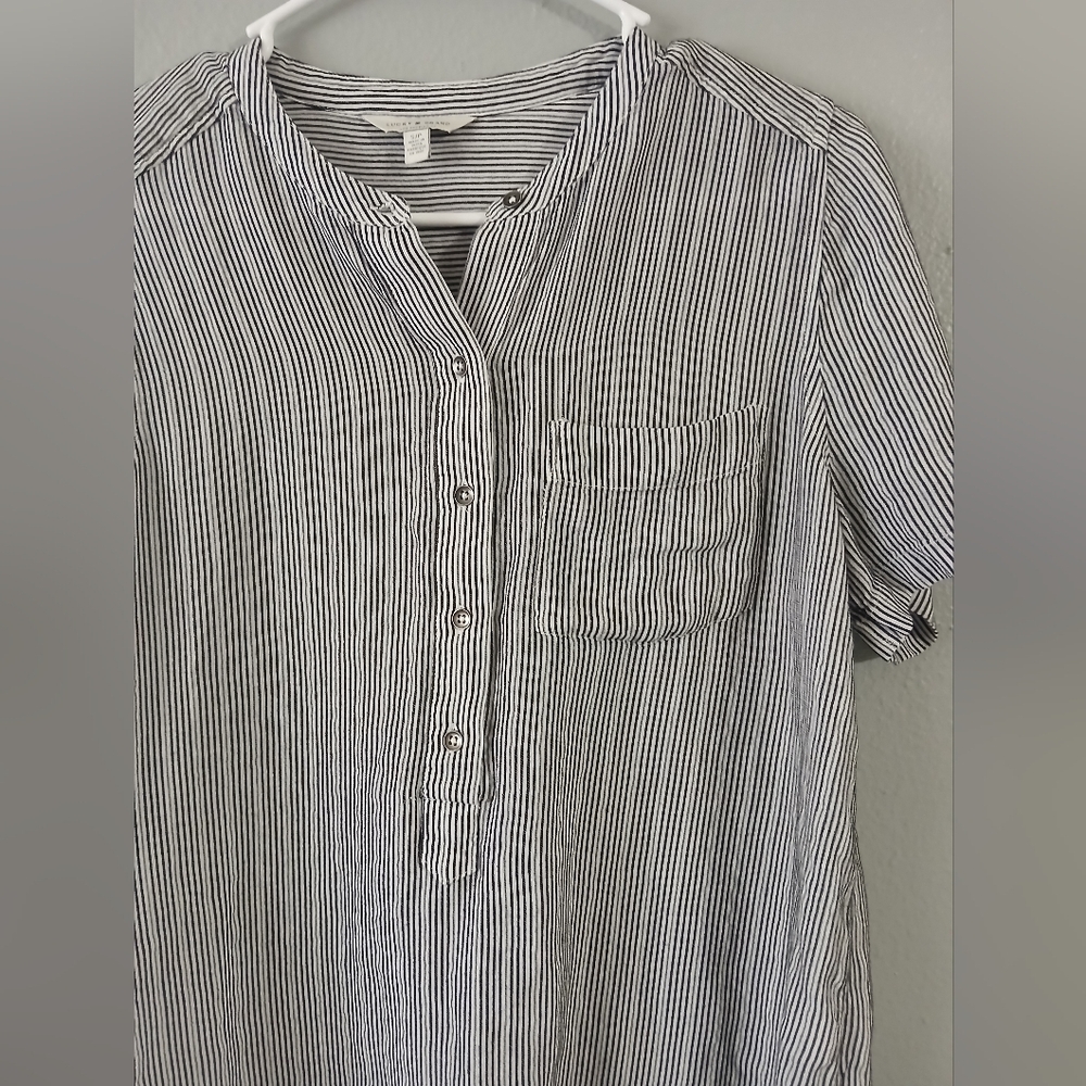 Lucky Brand Striped Short Sleeve‎ Blouse - Picture 2 of 7